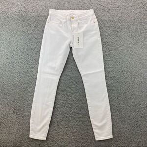 Frame Denim Le Skinny de Jeanne Women's White Mid-Rise Ankle Jeans  | Size: 25